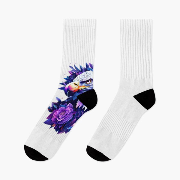 Item preview, Vibrant Geometric Bald Eagle with Purple Floral Accents – Bold Wildlife Art designed and sold by Naturalite19.