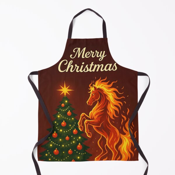 Item preview, Merry Christmas – Maroon Design with Xmas Tree Red Flame Stallion (Fire Horse Symbol) designed and sold by EmeraldeaDesign.