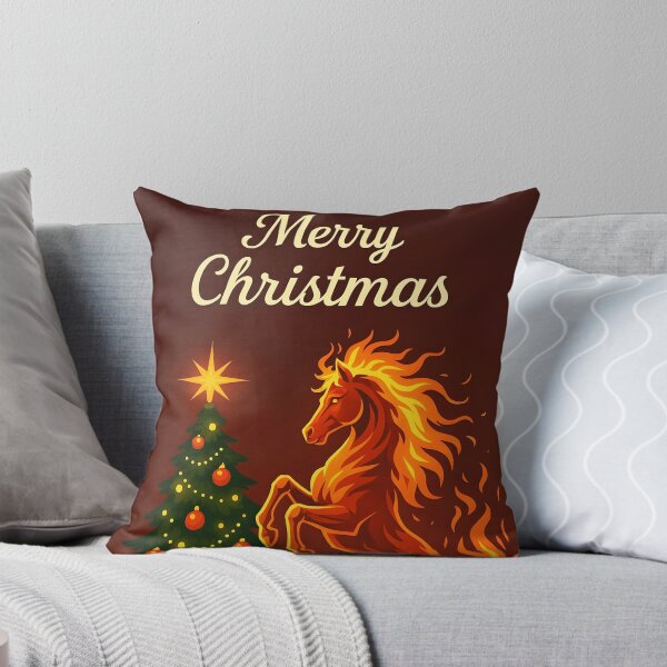 Item preview, Merry Christmas – Maroon Design with Xmas Tree Red Flame Stallion (Fire Horse Symbol) designed and sold by EmeraldeaDesign.