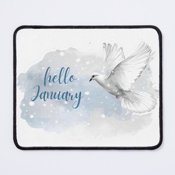 Item preview, Hello January,  White Pigeon Winter Aesthetic Monthly Calendar Sticker designed and sold by Moodune.