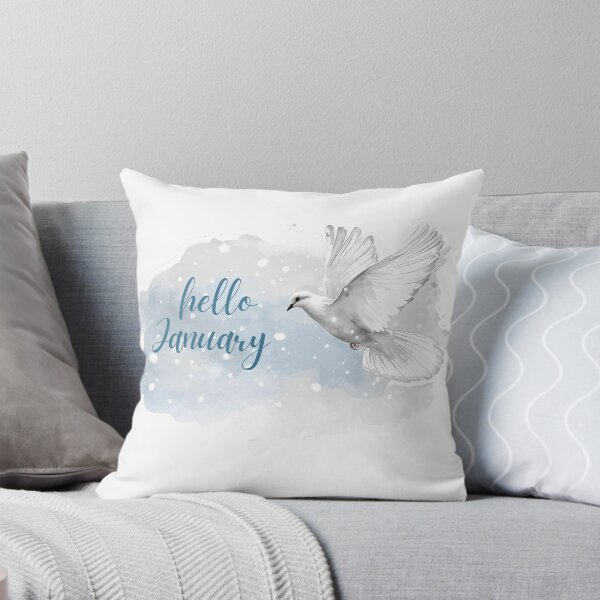 Item preview, Hello January,  White Pigeon Winter Aesthetic Monthly Calendar Sticker designed and sold by Moodune.