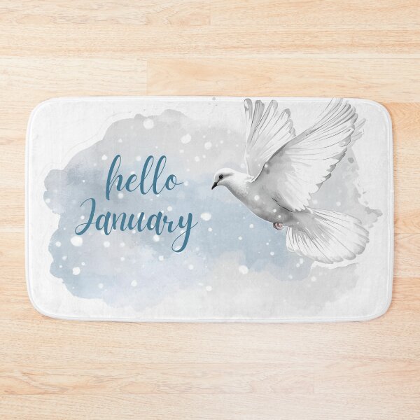 Item preview, Hello January,  White Pigeon Winter Aesthetic Monthly Calendar Sticker designed and sold by Moodune.