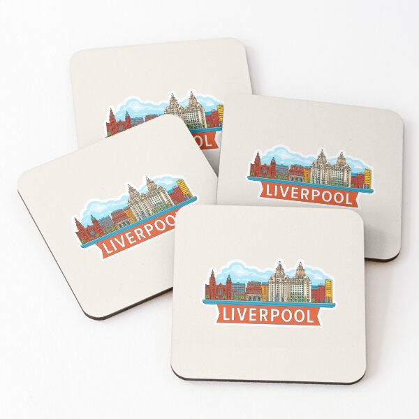 Item preview,  Liverpool England Liver Building Waterfront Cityscape    Heritage Sticker designed and sold by Blurbean.