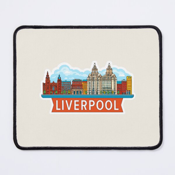 Item preview, Liverpool England Liver Building Waterfront Cityscape Heritage Sticker designed and sold by Blurbean.