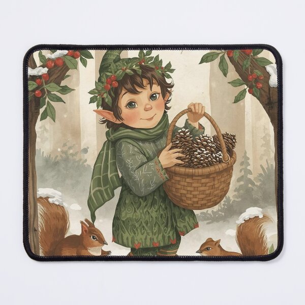 Item preview, Woodland Berry-Picker Elf – Rustic Cottagecore Christmas designed and sold by Deezyned.