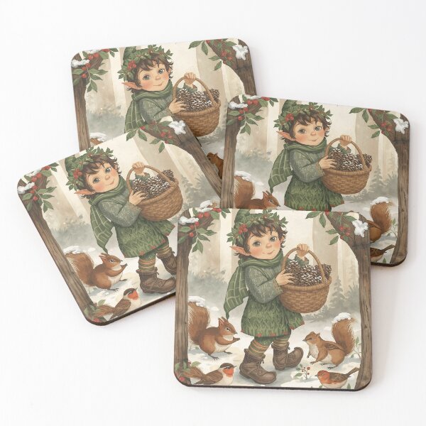 Item preview, Woodland Berry-Picker Elf – Rustic Cottagecore Christmas designed and sold by Deezyned.