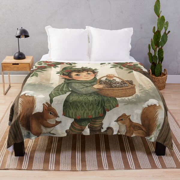 Item preview, Woodland Berry-Picker Elf – Rustic Cottagecore Christmas designed and sold by Deezyned.