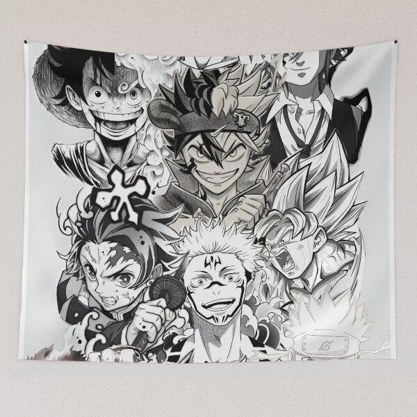 Item preview, Epic Anime Hero Collage – Dynamic Black & White Action Art designed and sold by Dyan4.