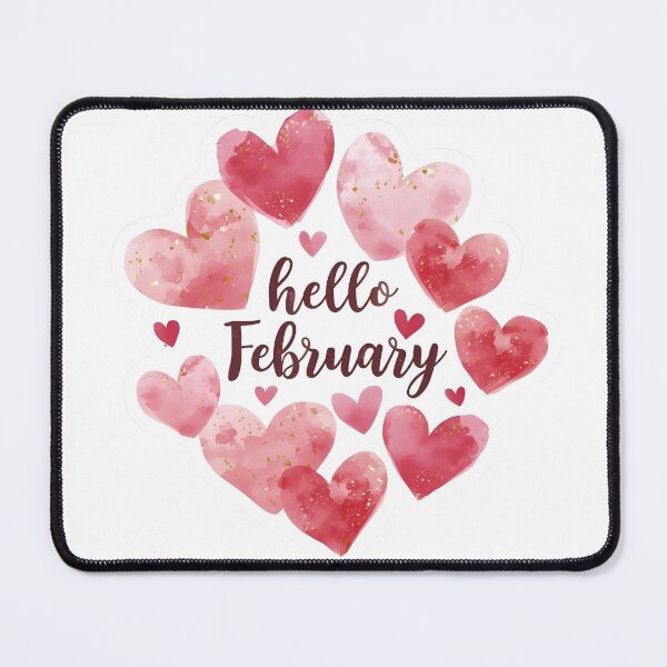 Item preview, Hello February, Pink Hearts Romantic Monthly Calendar Sticker designed and sold by Moodune.