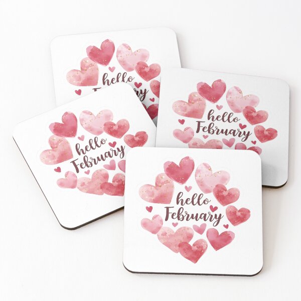 Item preview, Hello February, Pink Hearts Romantic Monthly Calendar Sticker designed and sold by Moodune.
