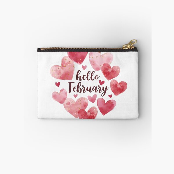 Item preview, Hello February, Pink Hearts Romantic Monthly Calendar Sticker designed and sold by Moodune.