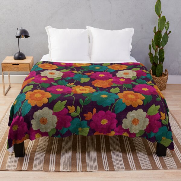 Item preview, Bold Petaled Floral Embroidered Print For Carnation Fan designed and sold by RoyalStarsPatts.