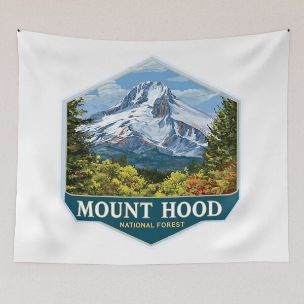 Item preview, Mount Hood National Forest Autumn Colors Hexagonal Outdoor Badge designed and sold by Blurbean.