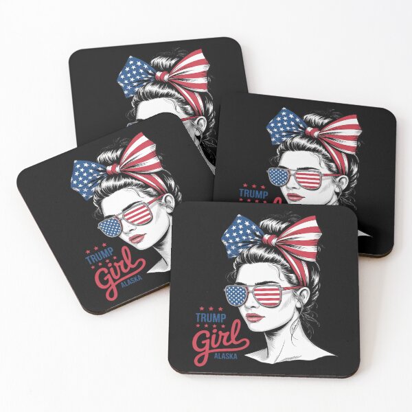 Item preview, Alaska For Trump USA Flag Trump Girl Messy Bun  designed and sold by VerseFarm.
