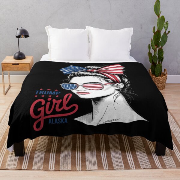 Item preview, Alaska For Trump USA Flag Trump Girl Messy Bun  designed and sold by VerseFarm.