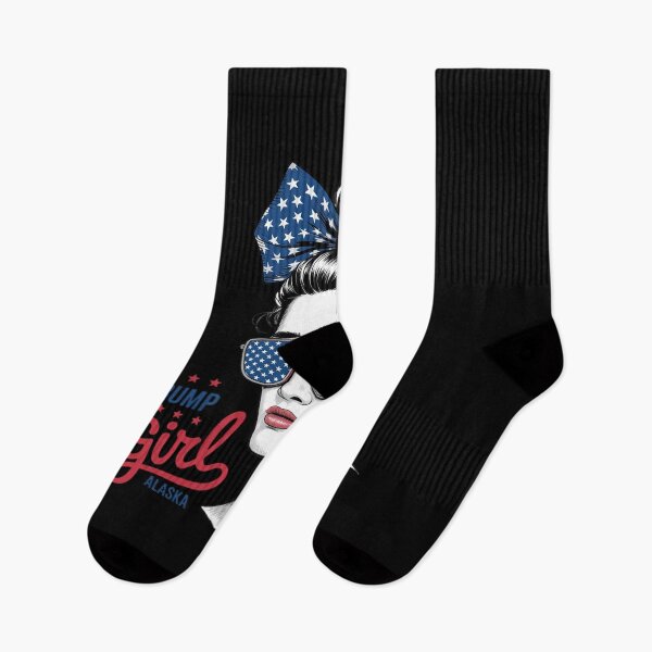 Item preview, Alaska For Trump USA Flag Trump Girl Messy Bun  designed and sold by VerseFarm.