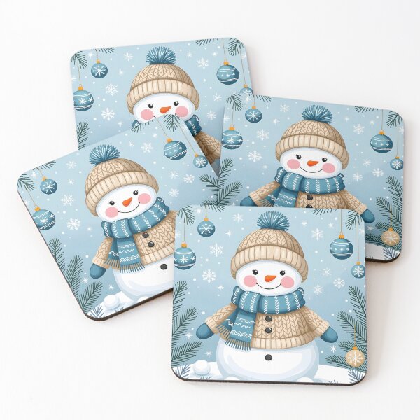 Item preview, Cozy Snowgirl in Knitted Sweater – Beige Blue Winter Portrait designed and sold by EmeraldeaDesign.