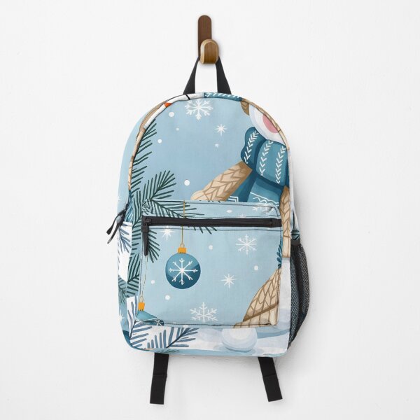 Item preview, Cozy Snowgirl in Knitted Sweater – Beige Blue Winter Portrait designed and sold by EmeraldeaDesign.