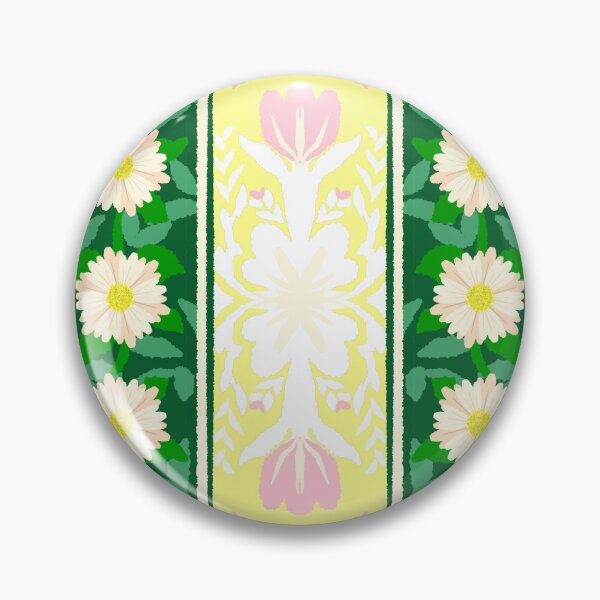 Item preview, Cottagecore Daisy Stripe Pattern – Pastel Botanical Seamless Design in Yellow & Green designed and sold by Aom Road.