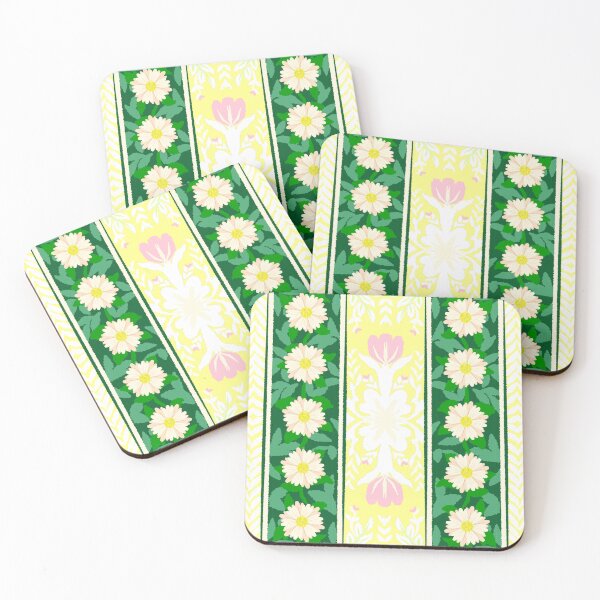 Item preview, Cottagecore Daisy Stripe Pattern – Pastel Botanical Seamless Design in Yellow & Green designed and sold by Aom Road.