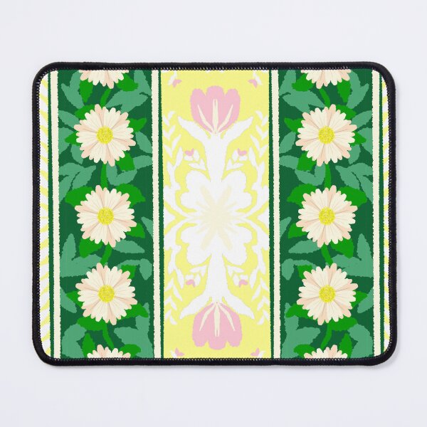 Item preview, Cottagecore Daisy Stripe Pattern – Pastel Botanical Seamless Design in Yellow & Green designed and sold by Aom Road.