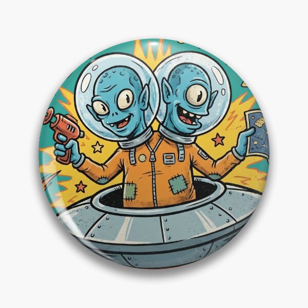 Item preview, Explore Galaxy - Two-Headed Alien UFO Comic Art designed and sold by AwesomeBeyondLimits.