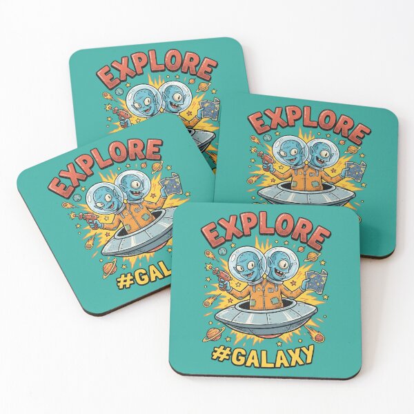 Item preview, Explore Galaxy - Two-Headed Alien UFO Comic Art designed and sold by AwesomeBeyondLimits.