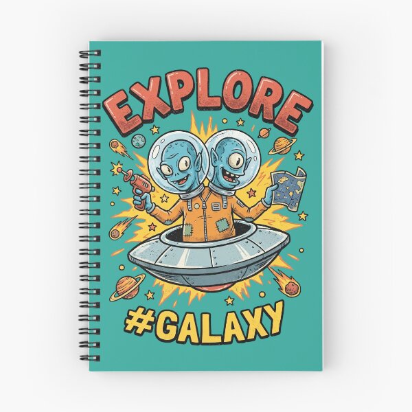 Item preview, Explore Galaxy - Two-Headed Alien UFO Comic Art designed and sold by AwesomeBeyondLimits.