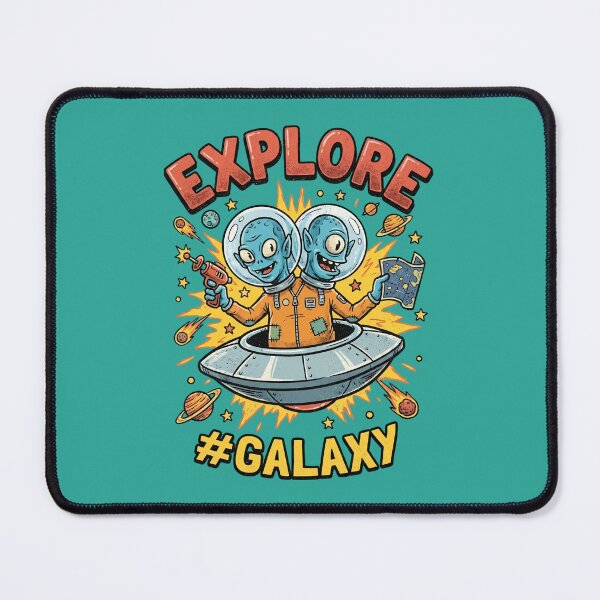 Item preview, Explore Galaxy - Two-Headed Alien UFO Comic Art designed and sold by AwesomeBeyondLimits.