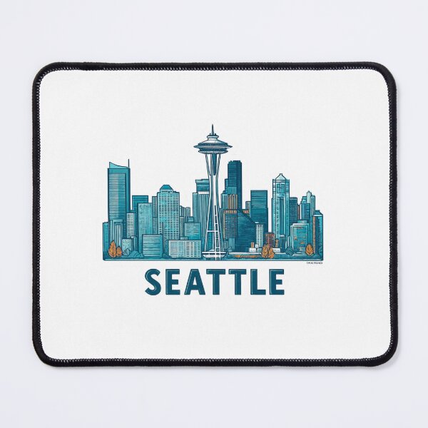 Item preview, Seattle Skyline Space Needle Urban Sticker Blue Downtown Design designed and sold by Blurbean.