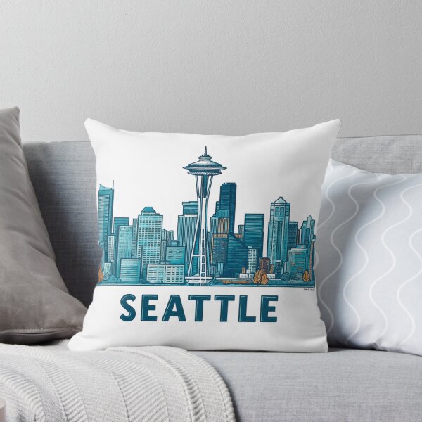 Item preview, Seattle Skyline Space Needle Urban Sticker Blue Downtown Design designed and sold by Blurbean.