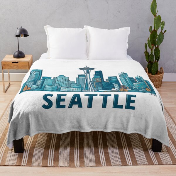Item preview, Seattle Skyline Space Needle Urban Sticker Blue Downtown Design designed and sold by Blurbean.