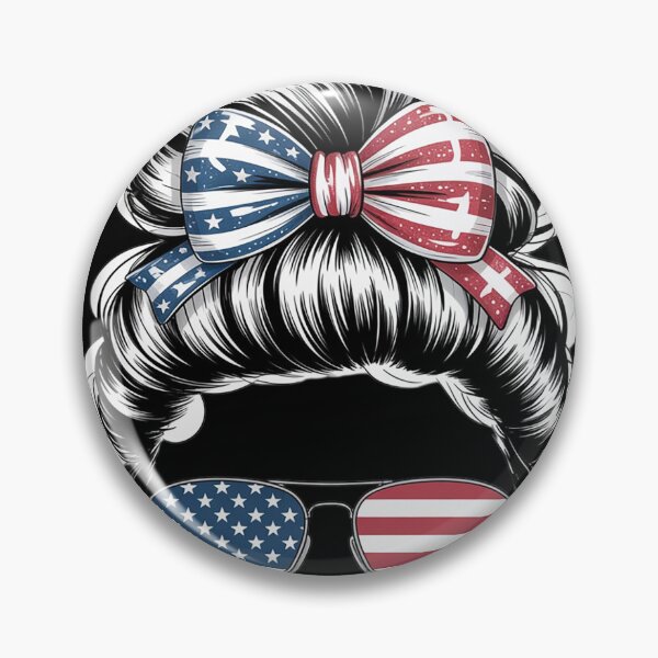 Item preview, All American Girl messy bun American Flag 4th of July  designed and sold by VerseFarm.