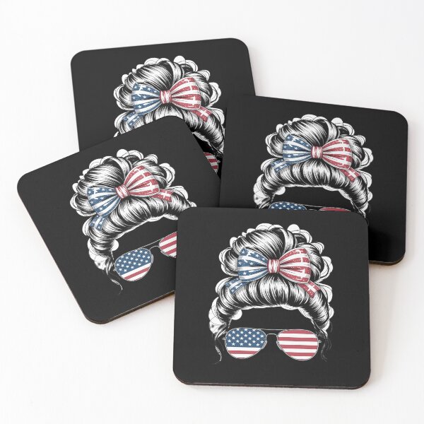 Item preview, All American Girl messy bun American Flag 4th of July  designed and sold by VerseFarm.