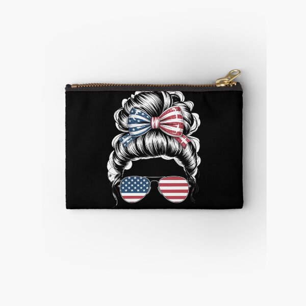 Item preview, All American Girl messy bun American Flag 4th of July  designed and sold by VerseFarm.