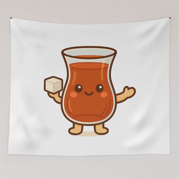 Item preview, Cute Kawaii Turkish Tea Glass – Adorable Çay Character Holding Sugar Cube | Turkish Flag & Turkey Inspired Red Cartoon Design designed and sold by Globalcitytees.