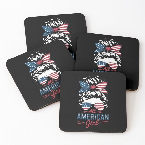 Item preview, All American Girl Messy Bun USA Flag Patriotic 4th Of July  designed and sold by VerseFarm.
