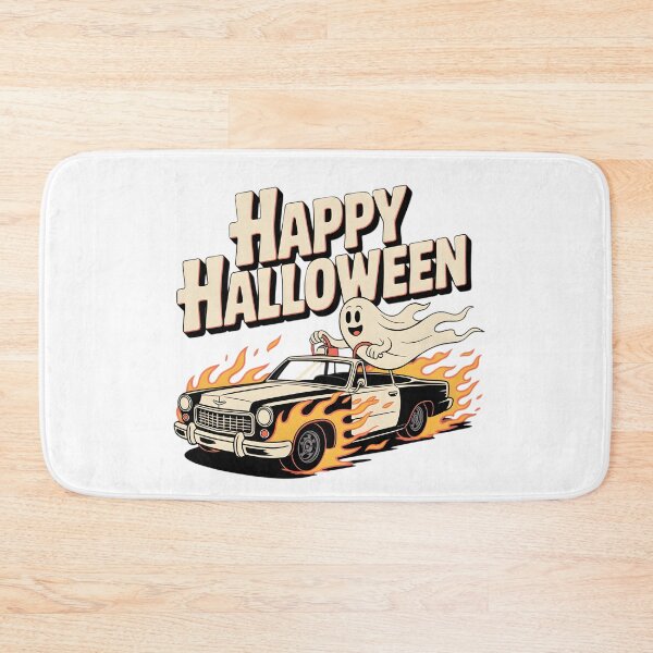 Item preview, Happy Halloween Ghost Driver - Retro Rod Flaming Car Art designed and sold by Iron Skull.