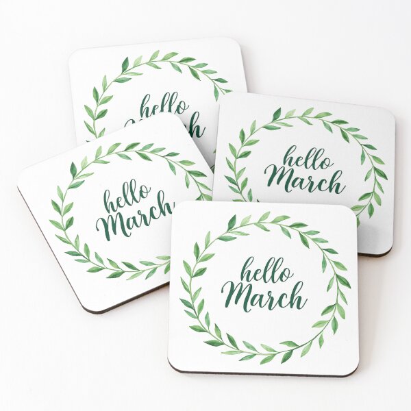Item preview, Hello March, Green Leaves Spring Monthly Calendar Sticker designed and sold by Moodune.