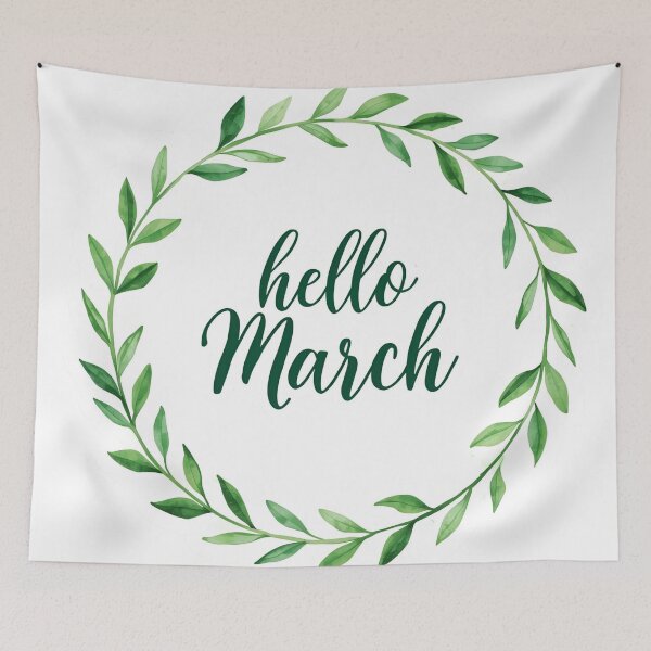 Item preview, Hello March, Green Leaves Spring Monthly Calendar Sticker designed and sold by Moodune.
