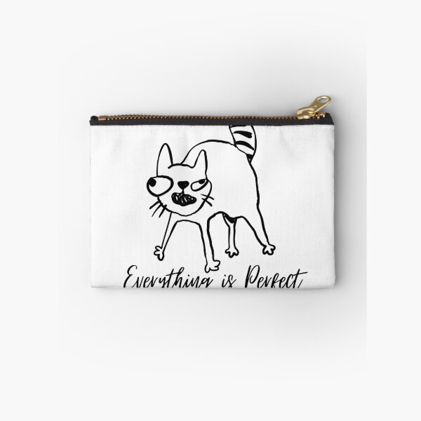 Item preview, “Everything Is Perfect” – Funny Cat Quote in Black & White Line Art designed and sold by Cole's Design.