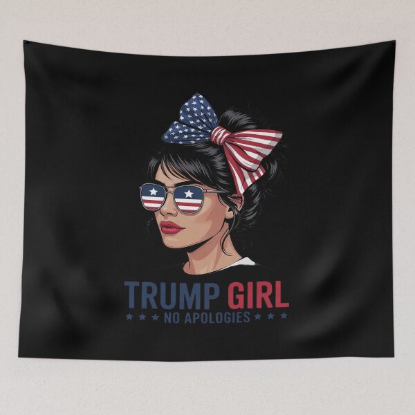 Item preview, American Flag Trump Girl No Apologies Trump Messy Bun  designed and sold by VerseFarm.