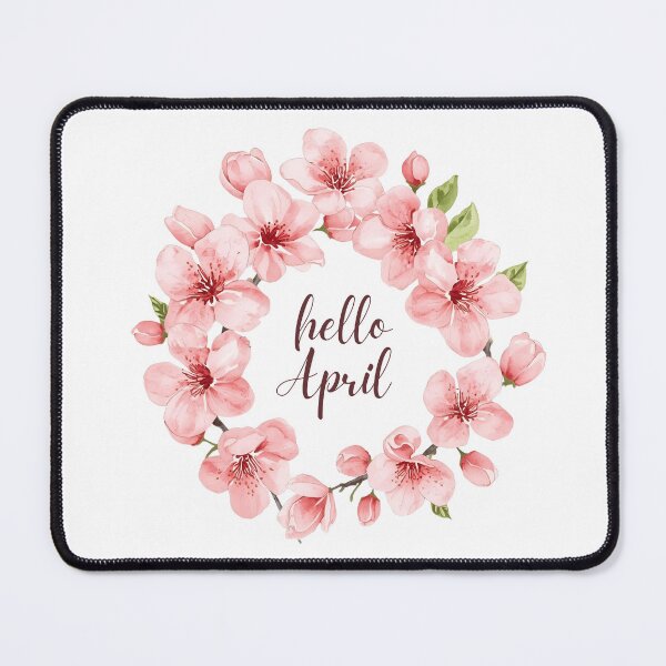 Item preview, Hello April, Pink Spring Flowers Monthly Calendar Sticker designed and sold by Moodune.