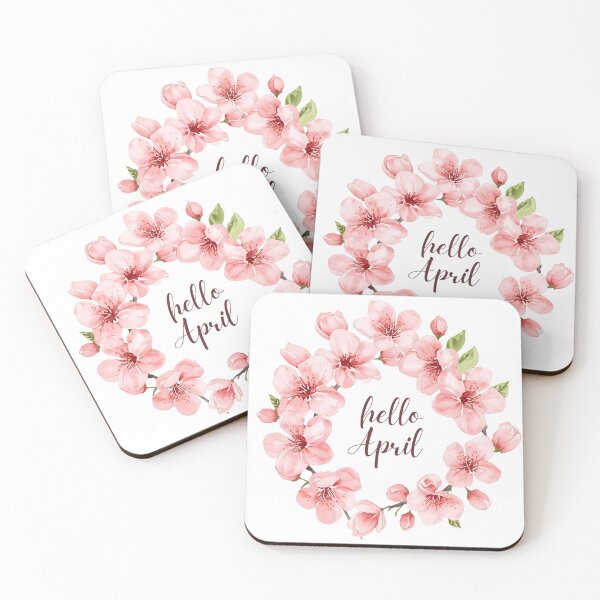 Item preview, Hello April, Pink Spring Flowers Monthly Calendar Sticker designed and sold by Moodune.