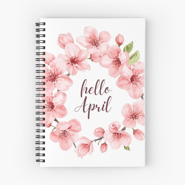 Item preview, Hello April, Pink Spring Flowers Monthly Calendar Sticker designed and sold by Moodune.