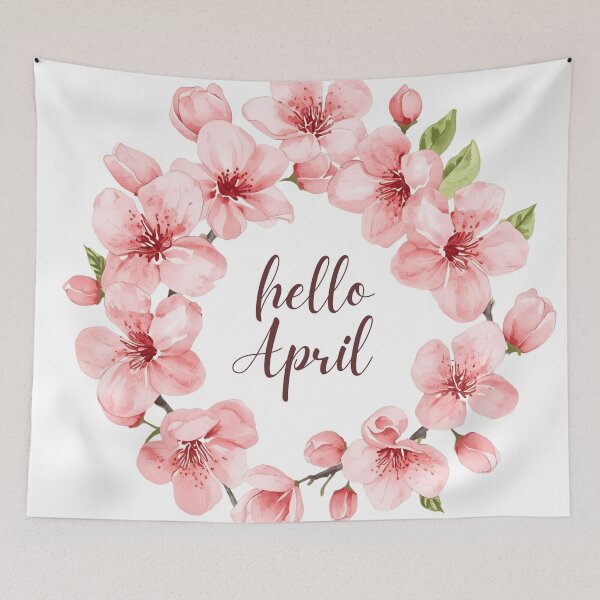 Item preview, Hello April, Pink Spring Flowers Monthly Calendar Sticker designed and sold by Moodune.