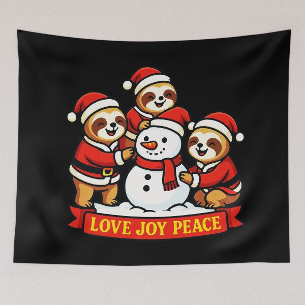 Item preview, Love Joy Peace Sloths Santa Snowman designed and sold by plushism.