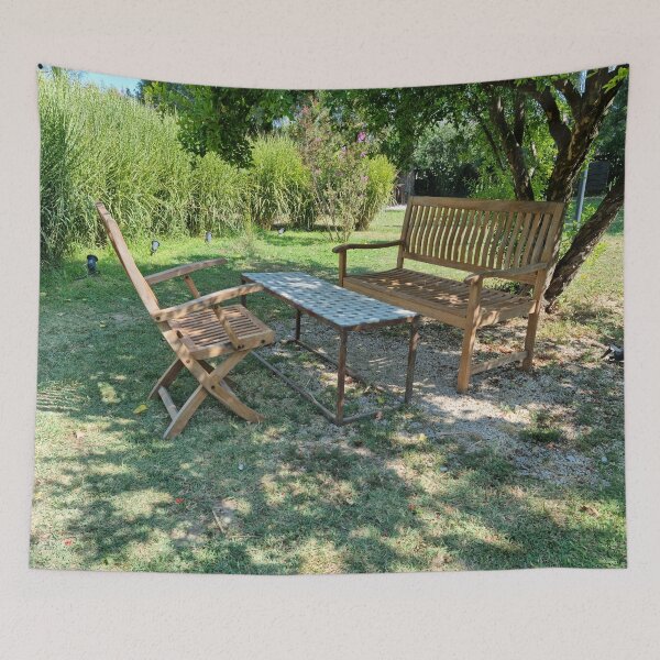 Item preview, A bench, a chair, a coffee table in the garden designed and sold by EK EXCLUSIVE.