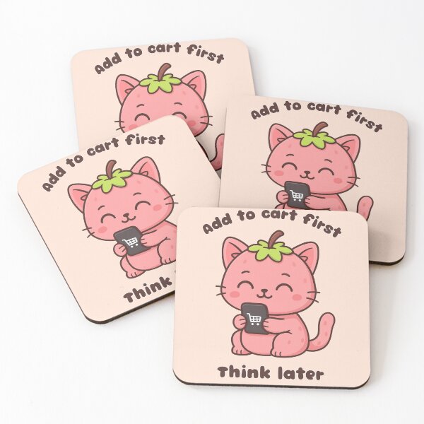 Item preview, Add to Cart First – Cute Strawberry Cat Shopping Meme designed and sold by Made You Smirk.