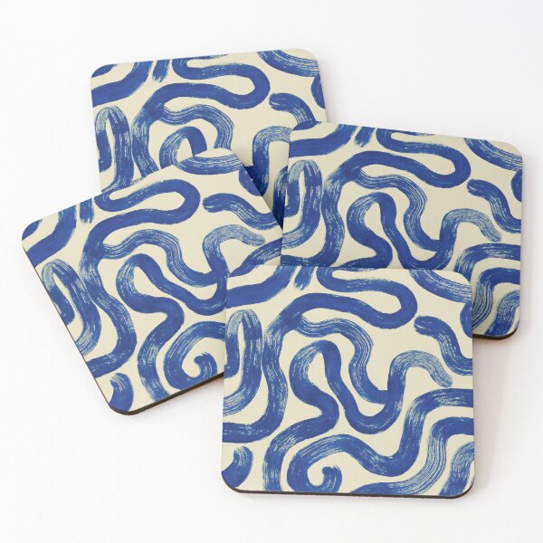 Item preview, Abstract Blue Brush Strokes Squiggles Pattern designed and sold by enricadenicola.